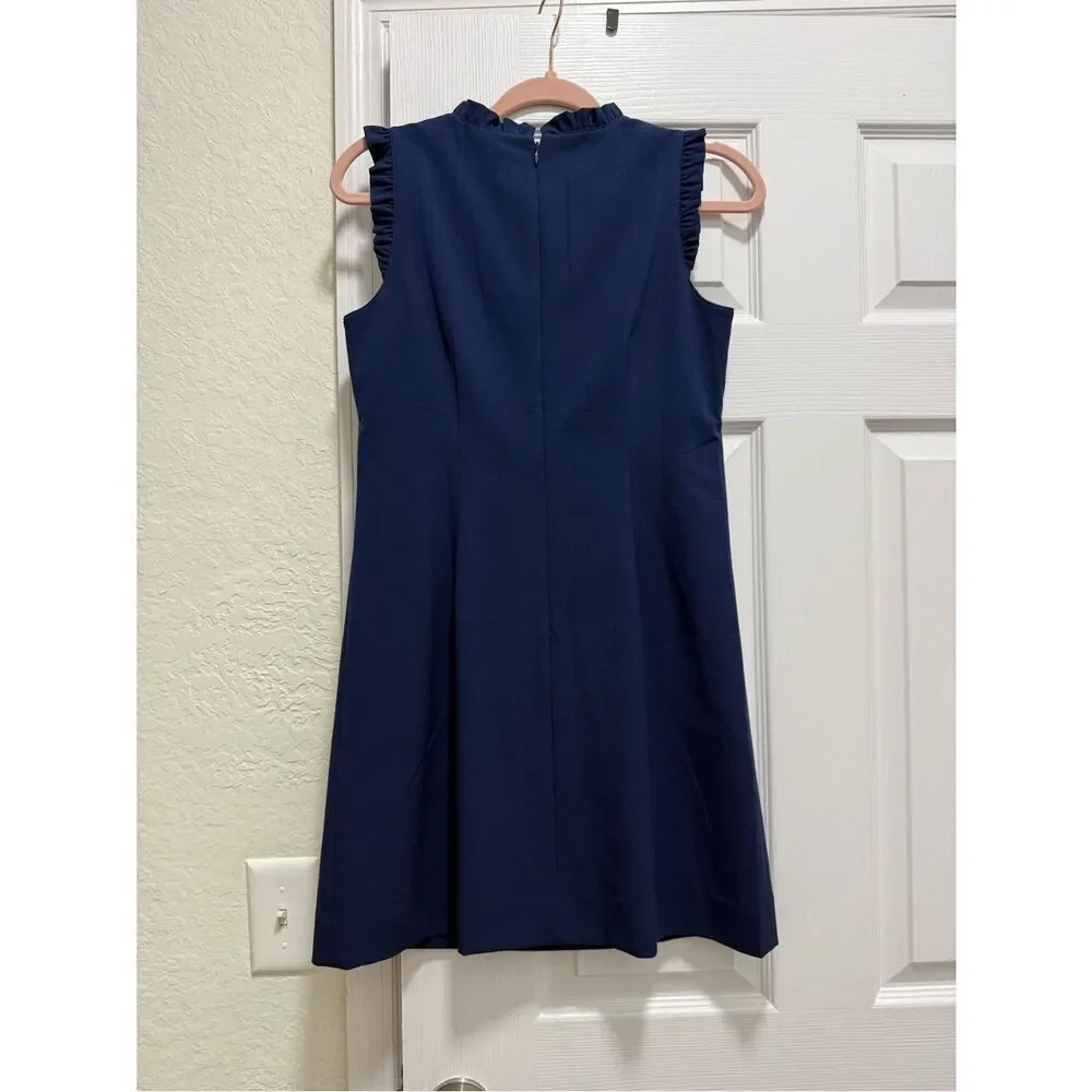 JCrew ruffled detail navy shift dress NWT